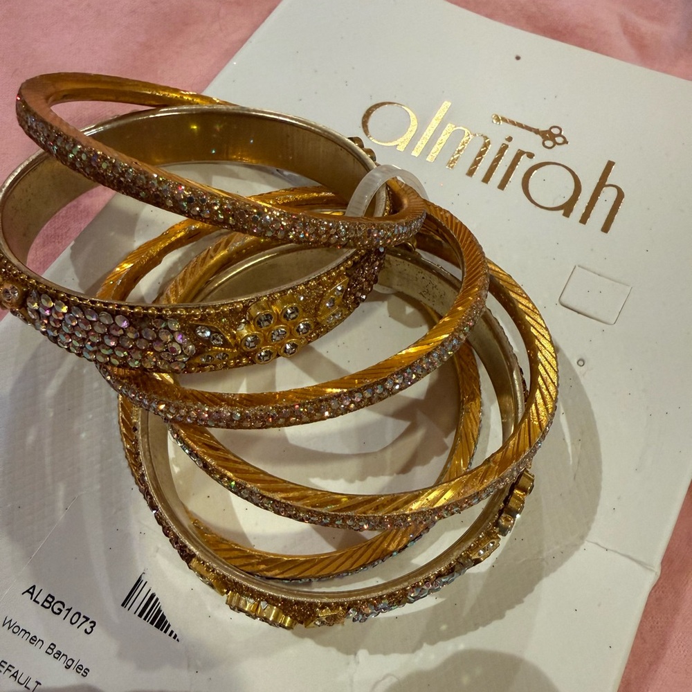 Amirah Gold-Tone Crystal Bangle Set